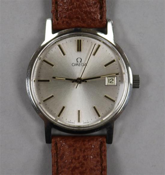 A gentlemans 1970s stainless steel Omega manual wind wrist watch, movement c.1030.